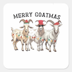 Merry Goatmas Animal Goat Lover Merry Christmas Vierkante Sticker