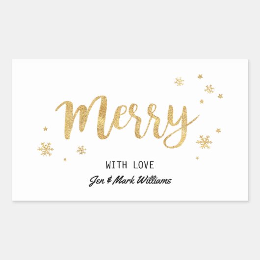 Merry (Gold) Rechthoekige Sticker (Voorkant)