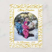 Merry Gold Typografie Kerst Familie Foto