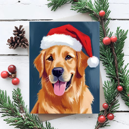 Merry Golden Retriever | Kerstman Hat Hond Kerstmi Feestdagenkaart