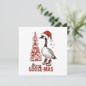 Merry Goose-Mas Feestdagenkaart (Staand voorkant)
