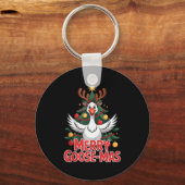 Merry Goose-mas Reindeer Antlers Funny Christmas G Sleutelhanger (Voorkant)