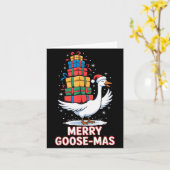 Merry Goose-mas With Xmas Funny Christmas Goose Kaart (Gele Bloem)