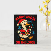 Merry Goose On The Loose Silly Christmas Holiday F Kaart (Gele Bloem)