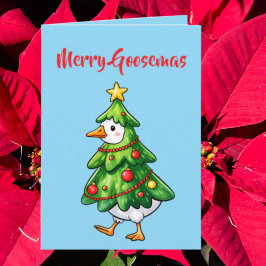 Merry Goosemas Familie Foto Vakantie Groeten Kaart