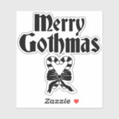 Merry Gothmas Black and White Candy Cane Heart Sticker (Vel)