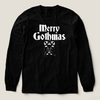 Merry Gothmas Black and White Candy Cane Heart Tri-Blend Shirt