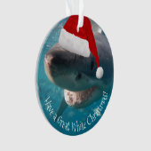 Merry Great White KerstShark Santa Hat Funny Ornament (voorkant)