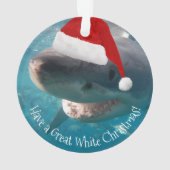 Merry Great White KerstShark Santa Hat Funny Ornament (achterkant)