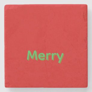 Merry Green Naam op Rood Stenen Onderzetter