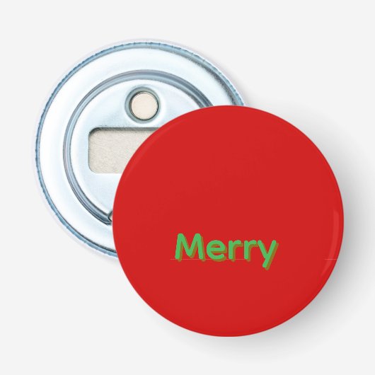 Merry Green Name on Red Button Flesopener (Voorkant)