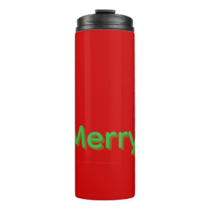 Merry Green Name op Rood Thermosbeker