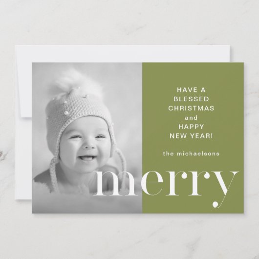 Merry Green Photo Kaart Holiday Greeting (Voorkant)