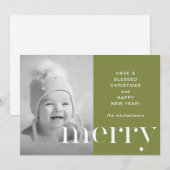 Merry Green Photo Kaart Holiday Greeting (Voorkant / Achterkant)