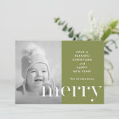 Merry Green Photo Kaart Holiday Greeting (Staand voorkant)
