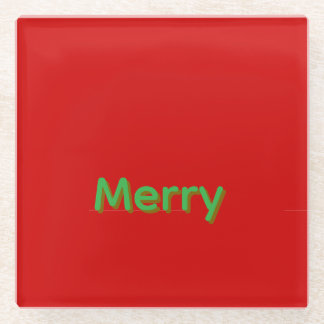 Merry Groene Naam op Rood Glazen Onderzetter