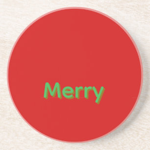 Merry Groene Naam op Rood Zandsteen Onderzetter
