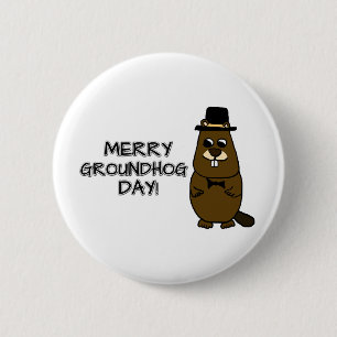 Merry Groundhog Day Ronde Button 5,7 Cm