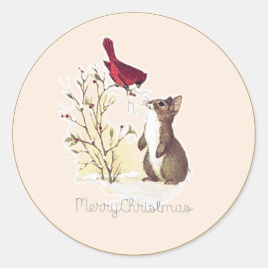 Merry Hallo Bunny Ronde Sticker (Voorkant)