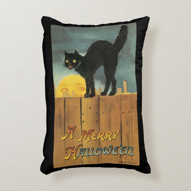  Merry Halloween Cat van Ellen Clapsaddle Accent Kussen (Voorkant(Verticaal))
