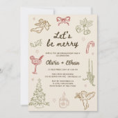 Merry Hand Drawn Christmas Engagement Party Kaart (Voorkant)