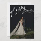 Merry Hand Lettering Wedding Photo Feestdagenkaart (Voorkant)