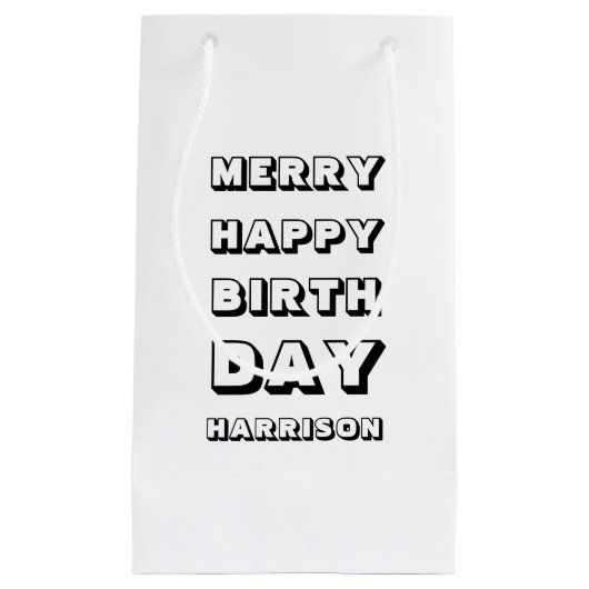 Merry Happy Birthday, aangepaste naam Kerstmis Klein Cadeauzakje (Voorkant)
