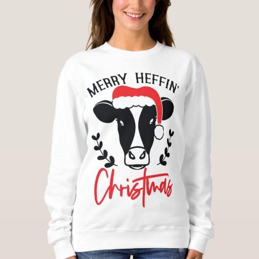 Merry Heffin Kerstmis Funny Cow Joke Ugly Xmas Trui (Voorkant)