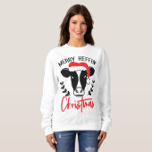 Merry Heffin Kerstmis Funny Cow Joke Ugly Xmas Trui (Voorkant volledig)