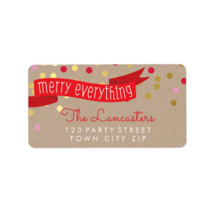MERRY HOLIDAY BANNER stijlvolle gouden confetti kr Etiket