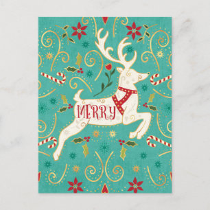 Merry Holiday Blauwgroen rendierziekte Briefkaart