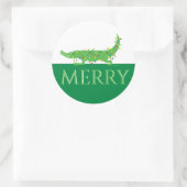Merry Holiday Gator Ronde Sticker (Tas)