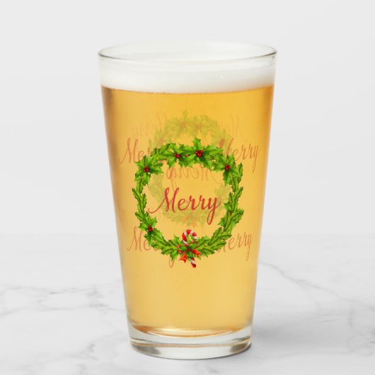 Merry Holiday Wreath Glas (Achterkant gevuld)