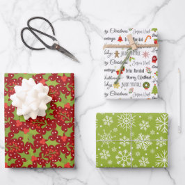 Merry Holly Wrapping Paper Set