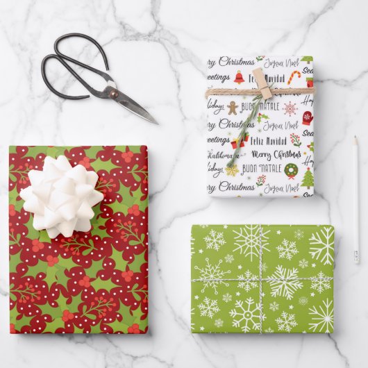 Merry Holly Wrapping Paper Set (Voorkant)