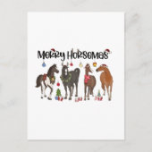 Merry Horsemas Horse Flower Christmas Equine Uitnodiging Briefkaart (Voorkant)
