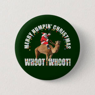 Merry Humpin' kerstkerstkerstman & kamel Ronde Button 5,7 Cm
