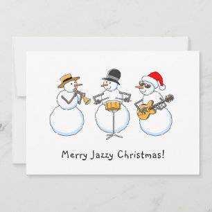 Merry Jazzy Christmas Funny Snowman Jazzband Feestdagenkaart