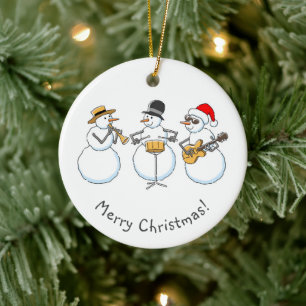 Merry Jazzy Christmas Snowman Funny Jazzband Keramisch Ornament