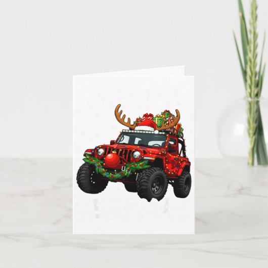 Merry Jeepmas Ugly Light Reindeer Christmas Funny  Kaart (Voorkant)