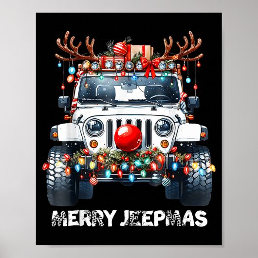 Merry Jeepmas Ugly Light Reindeer Christmas Poster (Voorkant)