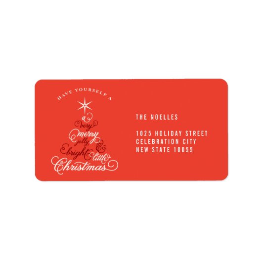 Merry Jolly and Bright Little Kersttree Cute Etiket (Voorkant)