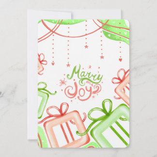Merry Joy Christmas Greetings with Gifts Design Feestdagenkaart