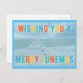 Merry Junemas Melted Snowman Briefkaart (Voorkant / Achterkant)
