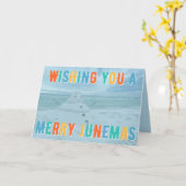 Merry Junemas Melted Snowman Card Kaart (Gele Bloem)