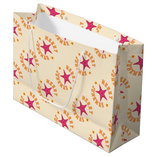 Merry Junemas Tropical Kerstpatroon Groot Cadeauzakje (Voorkant Gekanteld)