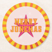 Merry Junemas Tropische Kerstmis Ronde Kartonnen Onderzetter (Voorkant)