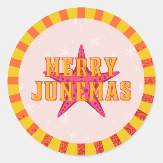 Merry Junemas Tropische Kerstmis Ronde Sticker (Voorkant)