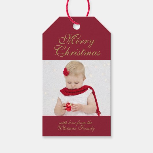 Merry kerrode foto cadeaulabel (Voorkant)