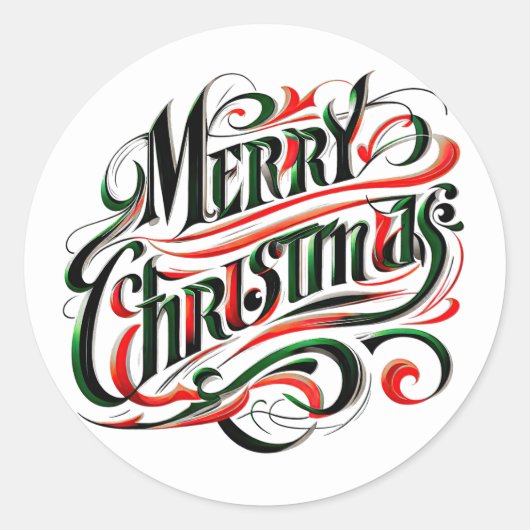 Merry kerrogroen ronde sticker (Voorkant)
